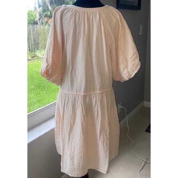 OLD NAVY SZ LARGE Soft Yellow Puff Sleeve Cotton Romantic Flirty Light-Weight - Picture 6 of 8